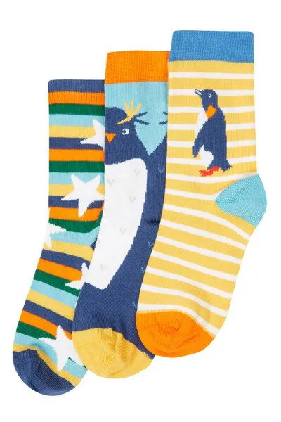 Frugi Frugi Kindersocken in Dreierpack mit Pinguine – Produktbild 1 von 3