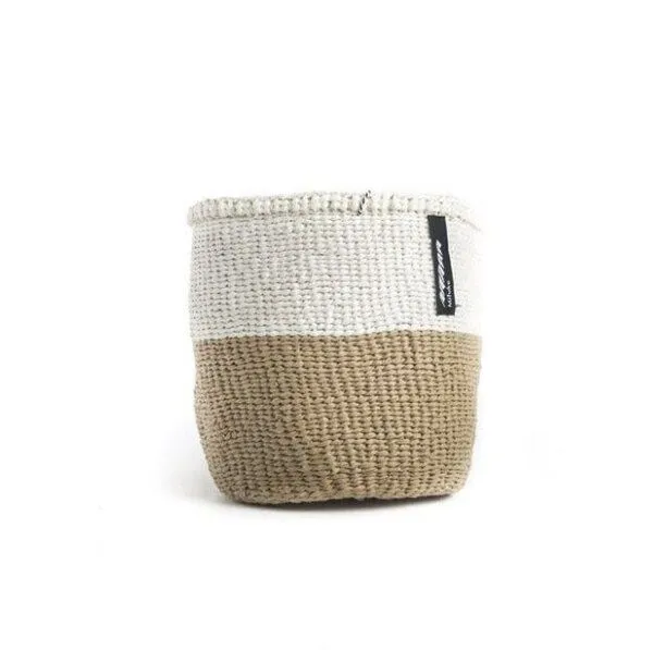 Mifuko Mifuko KIONDO Körbe XS - Sisal/Papier Aufbewahrungs- & Pflanzkorb, Duo stripes (braun), – Produktbild 2 von 3