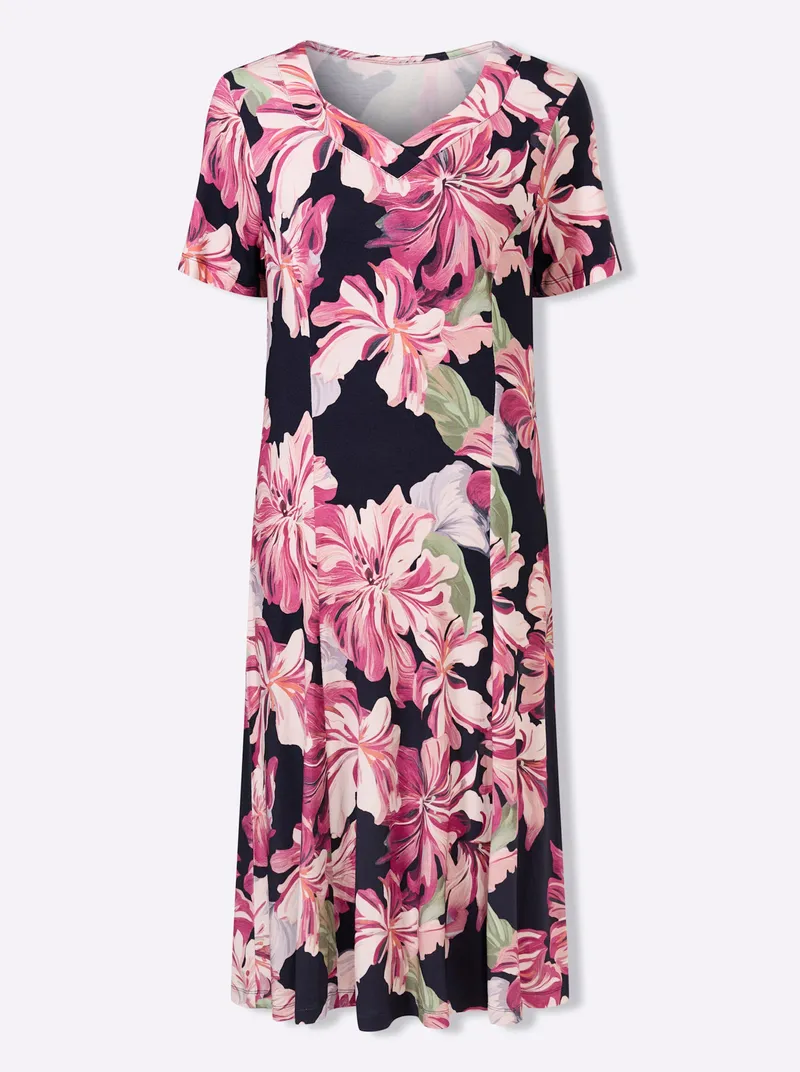 Witt Jerseykleid, Marine-magenta-bedruckt, – Produktbild 1 von 2