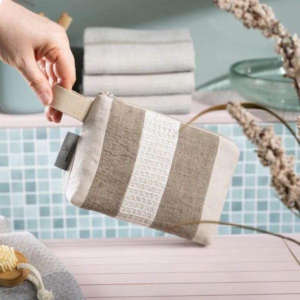 nahtur-design nahtur-design Kosmetiktasche aus 100% Leinen | Kleine Leinentasche, No_22 (grün), – Produktbild 2 von 4