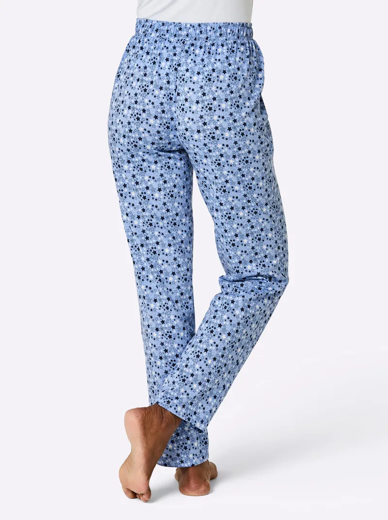 wäschepur Schlafanzug-Hose himmelblau-marine-bedruckt, Himmelblau-marine-bedruckt, – Produktbild 1 von 3