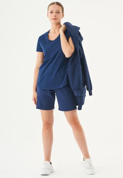 ORGANICATION ORGANICATION Damen ESSENTIALS-SHEYMA- Shorts aus Bio-Baumwolle, Navy, – Produktbild 2 von 3