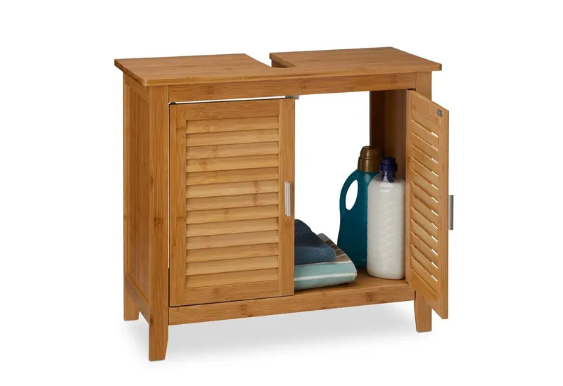 RELAXDAYS RELAXDAYS Waschbeckenunterschrank LAMELL Bambus (1-St), Braun, – Produktbild 1 von 5