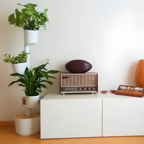 CitySens CitySens Vertikaler Blumentopf mit manueller Bewässerung 3 Blumentöpfe, Weiss, – Produktbild 4 von 4