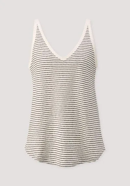 hessnatur hessnatur Streifen Jersey Top Regular aus Leinen und reiner Bio-Baumwolle, Naturweiss, – Produktbild 4 von 4