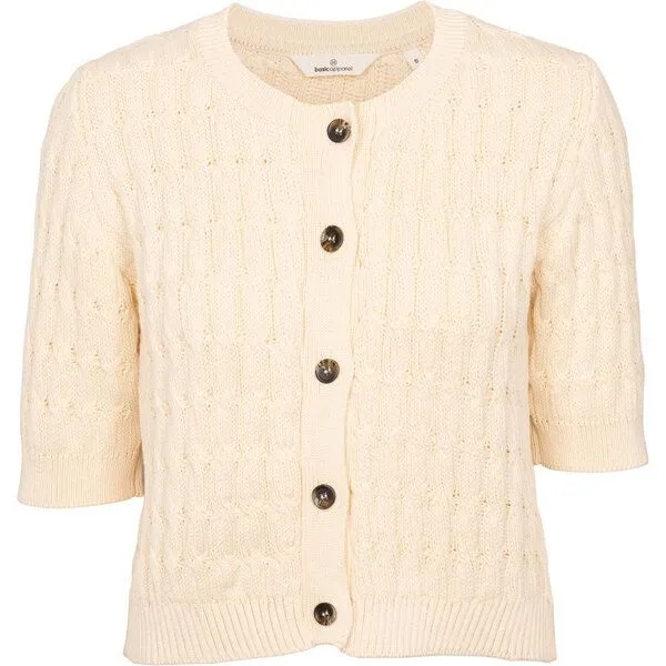 Basic Apparel Basic Apparel Kurzarm Cardigan MINIE aus Bio-Baumwolle, Weiss-whisper-white, – Produktbild 1 von 2