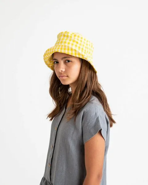 MATONA Matona Sommerlicher Sonnenhut für Kinder und Frauen / Sun Hat, Yellow gingham, – Produktbild 2 von 3