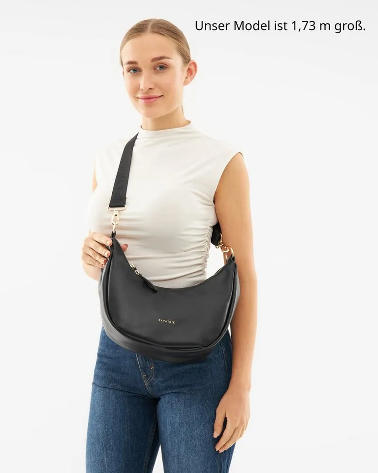 Expatrié Umhängetasche Lea Medium Half Moon Bag Schultertasche, Elegante Crossbody Bag in Halbmond Form, Wasserabweisend, Schwarz, – Produktbild 2 von 5