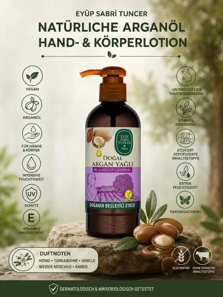 Eyüp Sabri Tuncer Eyüp Sabri Tuncer Vegan Hand & Körper Lotion mit Vitamin E mit natürlichem Arganaöl – Produktbild 2 von 4