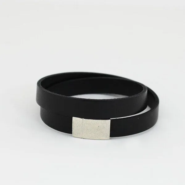 Mitienda Shop Mitienda Shop Lederarmband mit Magnetverschluss Unisex, Schwarz-silber, – Produktbild 1 von 2