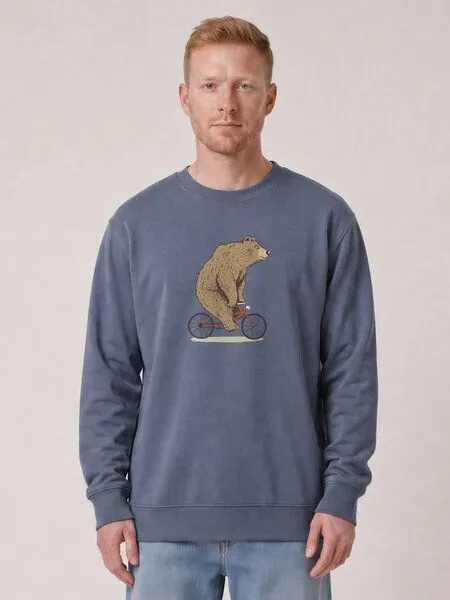 watapparel watapparel Sweatshirt Unisex Fahrradbär, Blue grey, – Produktbild 2 von 2