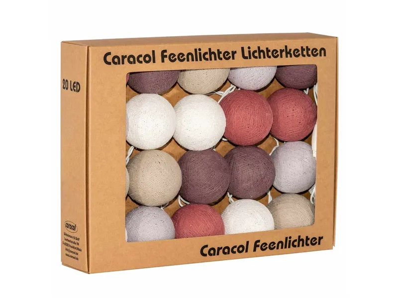 Caracol Caracol Kugel-Lichterkette 20 handgefertigte Kugeln, Dusty rose, – Produktbild 1 von 2