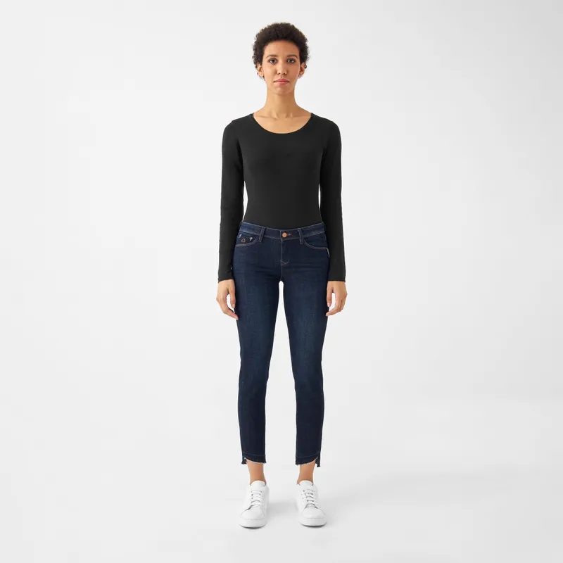 DAWN Damen Jeans MID SUN Slim Design Details DAWN Bio-Baumwolle, Dark blue, – Produktbild 1 von 5
