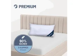 casimum 3-Kammer-Kopfkissen PREMIUM Daunenkissen 80x80, Kopfkissen 40x80, weich & stützend, Füllung: weiße neue Daunen und Federn, Klasse I, Bezug: 100 % Baumwolle, Seitenschläfer, Rückenschläfer, hergestellt in Deutschland, für Allergiker geeignet, 80 x 80 & 40 x 80 – Produktbild 1 von 1