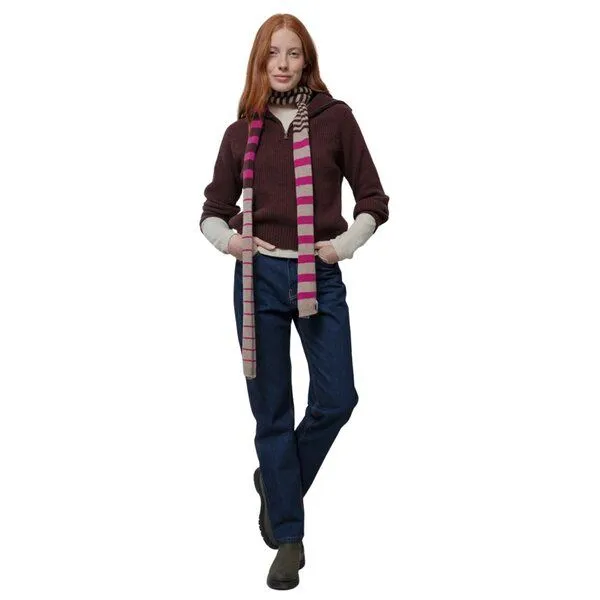 Rifò - Circular Fashion Made in Italy Rifò - Circular Fashion Made in Italy Schmaler Streifenschal Rino aus recycelter Kaschmirwolle, Multicolor beige, – Produktbild 2 von 4