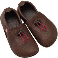 Pololo Pololo Barfußschuh/ Hausschuh "Cordel" outdoor, aus pflanzlich gegerbtem Leder mit Gummisohle, für drinnen und draussen, Größen 20-34, Dunkelbraun, – Produktbild 1 von 1