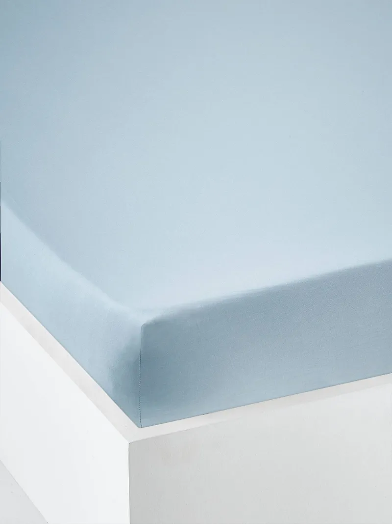 Vertbaudet Kinder Spannbettlaken uni, Hellblau, – Produktbild 1 von 3