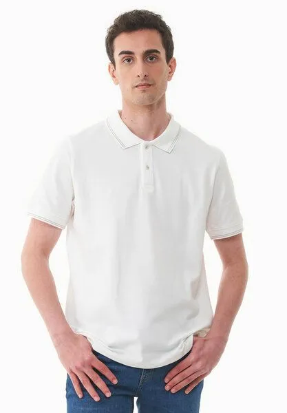 ORGANICATION ORGANICATION Poloshirt aus Bio-Baumwolle, Off white, – Produktbild 1 von 4