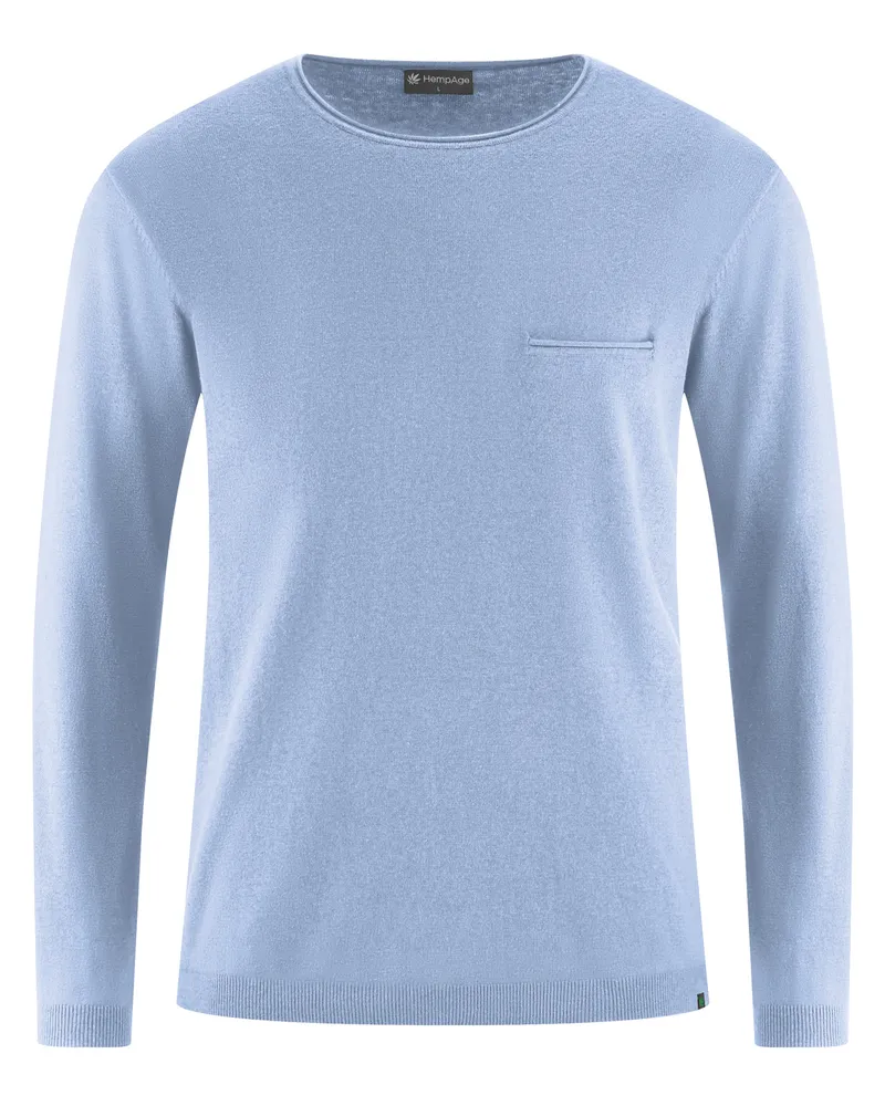 HempAge Hempage Herren vegan Pullover Summer In Wasserblau, Blau, – Produktbild 1 von 2