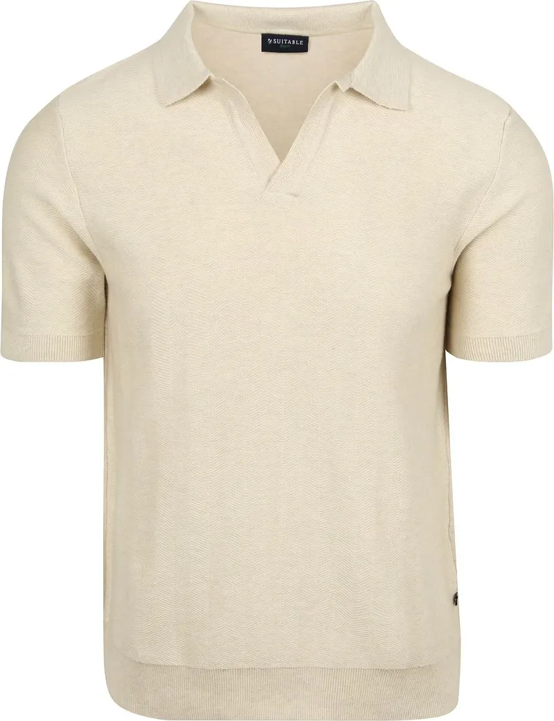 Suitable Suitable Knitted Poloshirt Riva Harring Ecru - Größe XXL, Wollweiß, – Produktbild 2 von 5