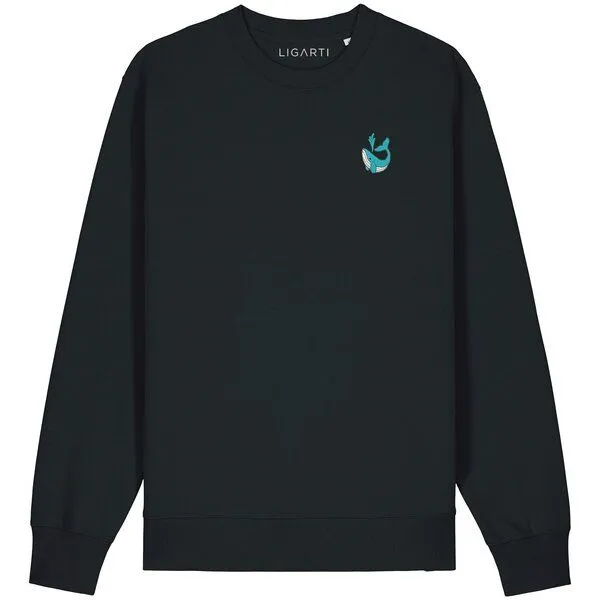 LIGARTI Bestickter Pullover – Walter der Wal – LIGARTI Tiermanufaktur, Schwarz, – Produktbild 1 von 2