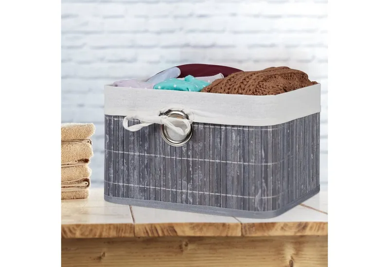 RELAXDAYS RELAXDAYS Aufbewahrungskorb Bambus (1 St), Grau|silberfarben, – Produktbild 2 von 5