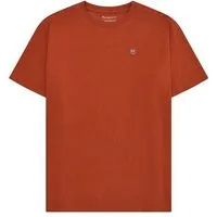 KnowledgeCotton Apparel KnowledgeCotton Apparel T-Shirt LOKE Badge aus Bio-Baumwolle - ROC/GOTS/Vegan, Rot (burnt brick), – Produktbild 1 von 1