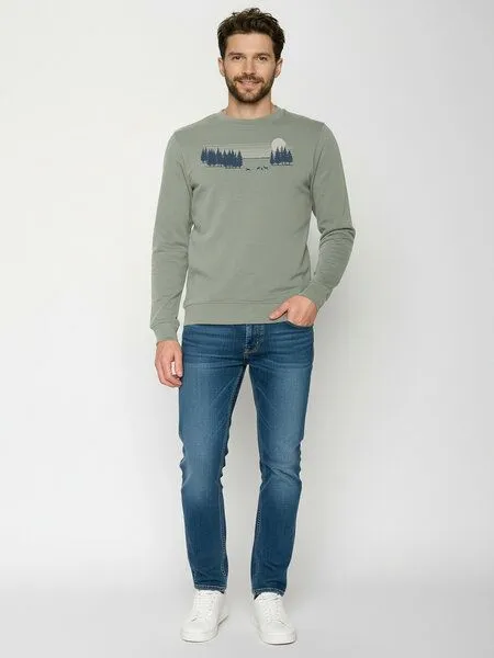 GreenBomb GreenBomb Deer Lines Wild Sweatshirt aus Bio-Baumwolle / GOTS / Fair & Vegan, Grau (moos mint), – Produktbild 3 von 4