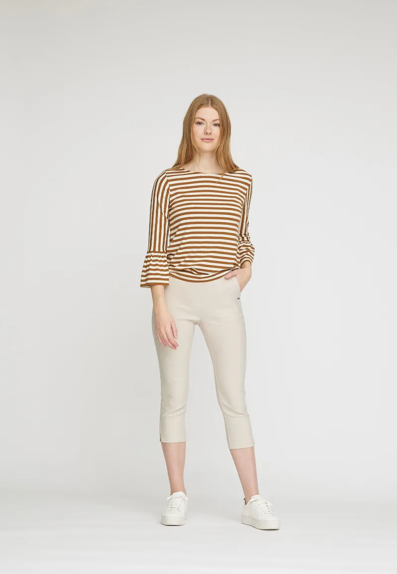 LAURIE LAURIE Damen vegan Hose Elizabeth Slim Capri Ml Grau Sand, Beige, – Produktbild 1 von 2