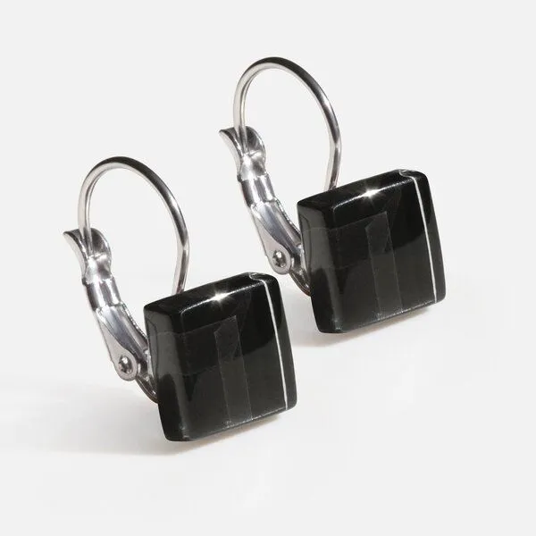 ALEXASCHA ALEXASCHA Geometrische Ohrringe hängend aus Glas | PUREFORM, Onyxschwarz, – Produktbild 2 von 4