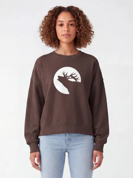 watapparel watapparel Sweatshirt Frauen Röhrender Hirsch, Mocha, – Produktbild 2 von 2