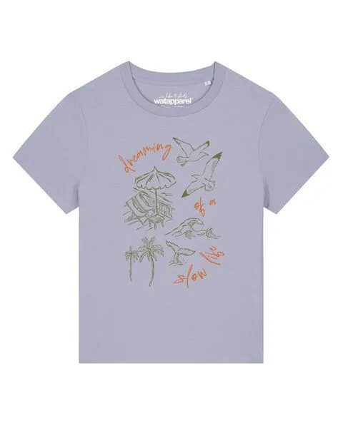 watapparel watapparel T-Shirt Frauen Dreaming of a slow life, Lavender, – Produktbild 1 von 2