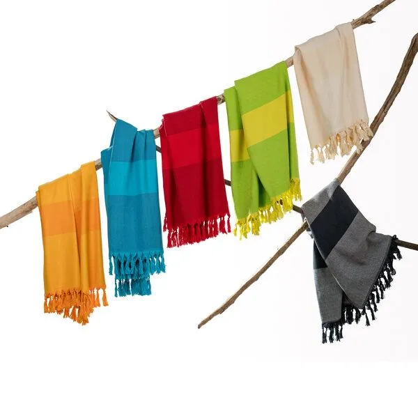 HängemattenGlück HängemattenGlück Hamamtuch/Strandtuch, handgewebt, Bio-Baumwolle, GOTS-zertifiziert, Weiß pink, – Produktbild 4 von 4