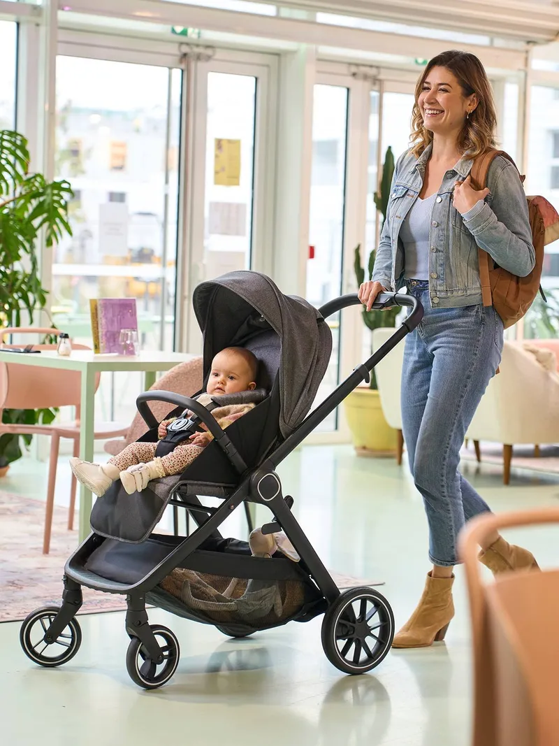 Vertbaudet Vertbaudet Kombi-Kinderwagen AURIGA mit Babyschale & Babywanne, Schiefergrau, – Produktbild 1 von 4