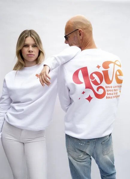 SPARKLES OF LIGHT SPARKLES OF LIGHT Unisex Sweatshirt | LOVE CONNECTS, Weiss, – Produktbild 1 von 4