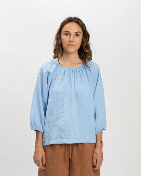 MATONA Matona Musselinbluse mit Ballonärmeln für Frauen / Muslin Blouse, Powder blue, – Produktbild 1 von 4