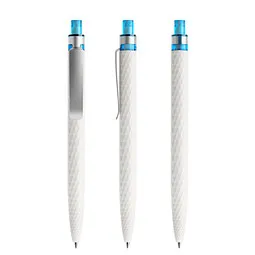 prodir prodir® Druckkugelschreiber QS01 PMS Push, blaue Mine, weiß/türkis, Weiß / blau, – Produktbild 1 von 1