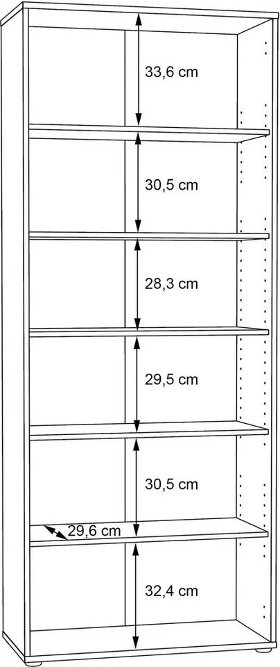 FORTE Regal Tempra, Mehrzweckregal, Höhe 197,5 cm, 5 Ablageböden, Breite 73,7 cm, Beige, – Produktbild 6 von 8