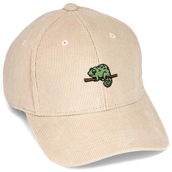 LIGARTI Bestickte Cord Cap – Mareike das Chamäleon – LIGARTI Tiermanufaktur, Sand, – Produktbild 1 von 4