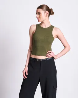 JAN N JUNE JAN 'N JUNE Damen vegan Tank Top Porto Dark Olive – Produktbild 1 von 1