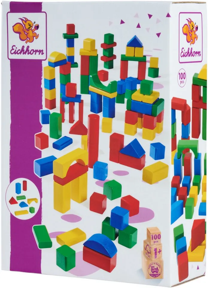 eichhorn eichhorn 100 Bunte Holzbausteine Spielbausteine, Bunt, – Produktbild 3 von 5