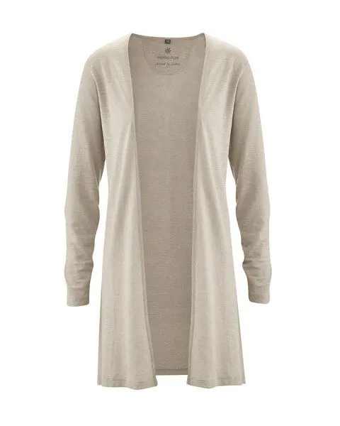 HempAge HempAge Lange Jersey Damenjacke Hanf/Biobaumwolle, Distel (beige), – Produktbild 1 von 4