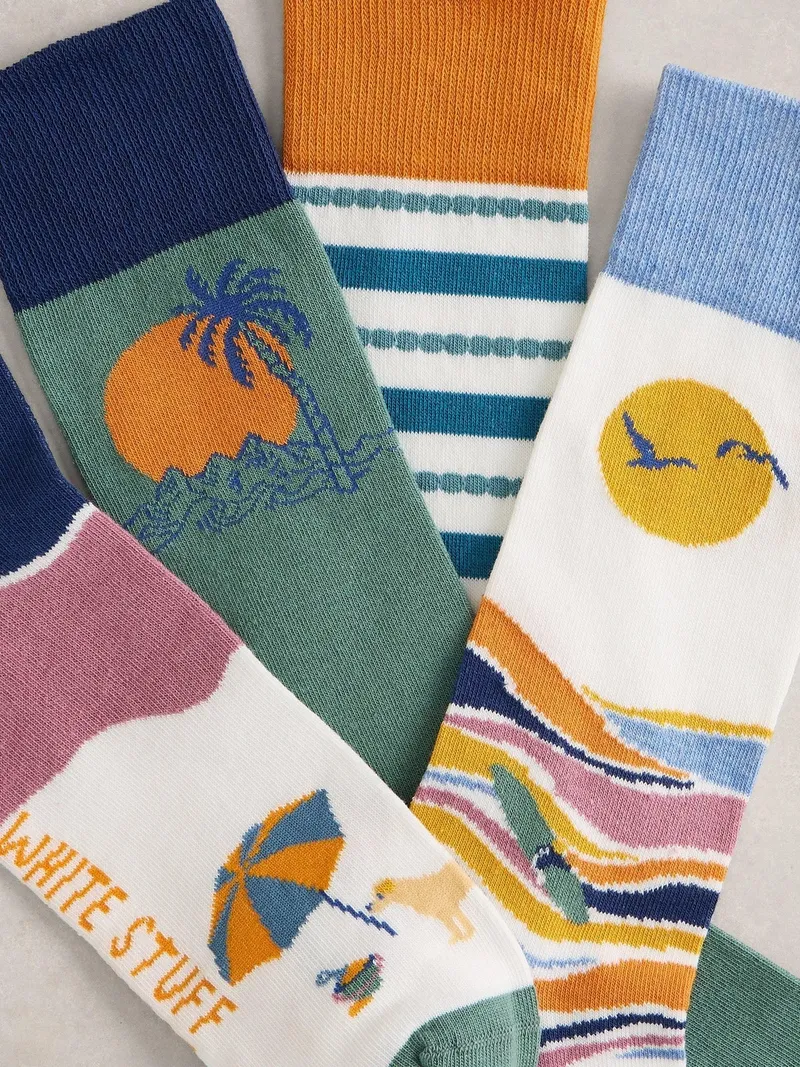 White Stuff 4er-Pack Socken Urlaub - 44-46, Blau multi, – Produktbild 3 von 4