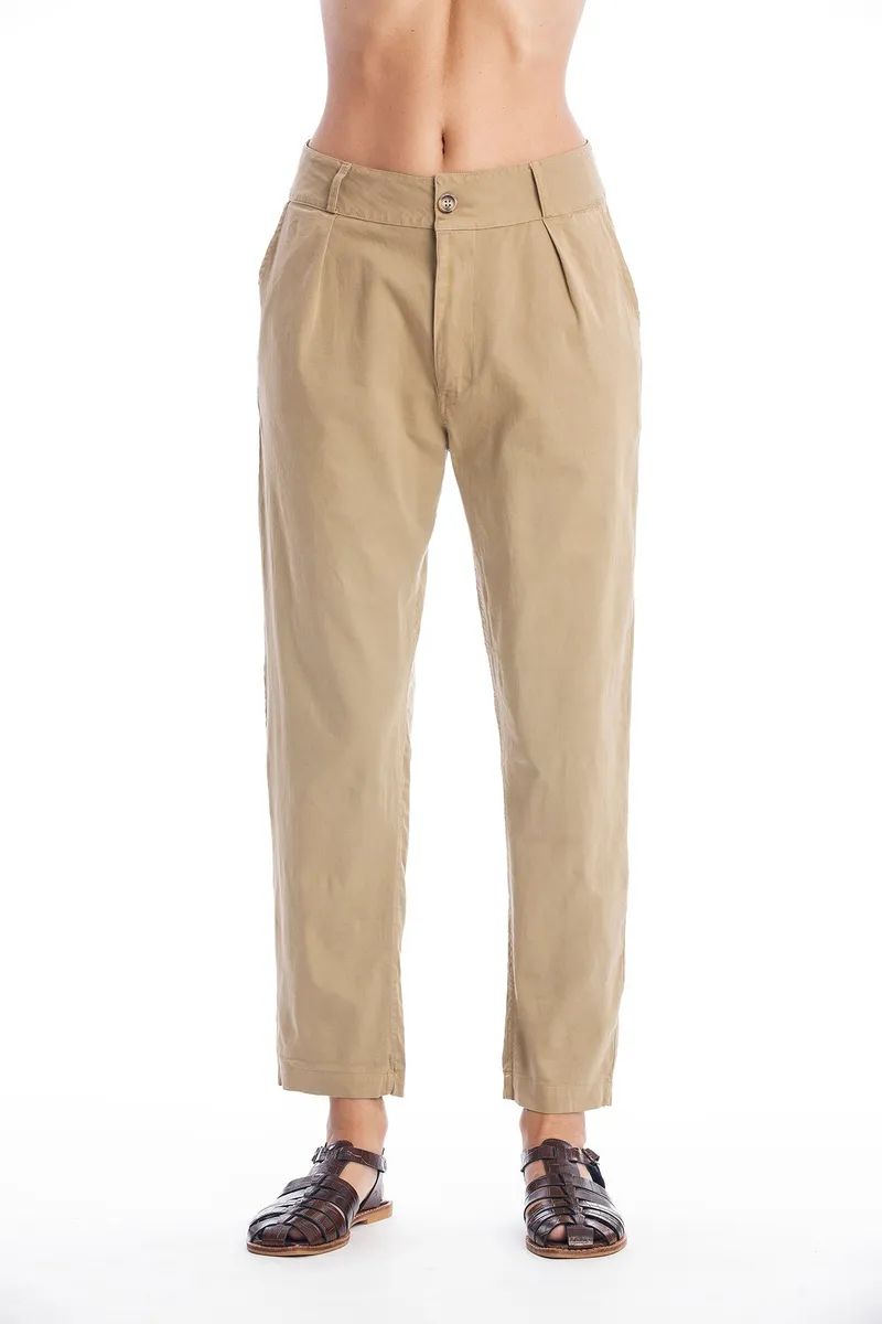RAVENS VIEW IBIZA RAVENS VIEW IBIZA Damen vegan Hose Cannes Sand Beige, Beige, – Produktbild 1 von 2
