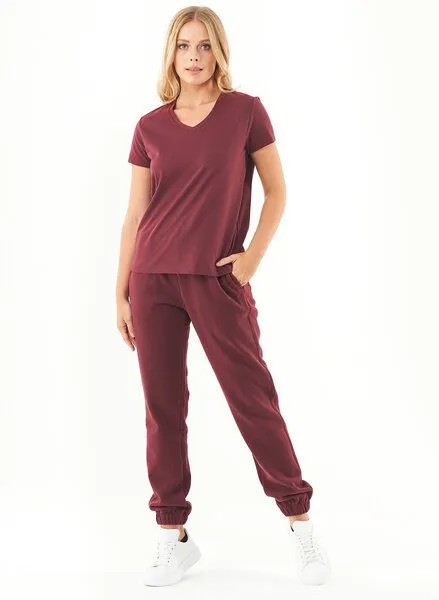 ORGANICATION ORGANICATION ESSENTIALS-PERRIE- Soft Touch Sweathose aus Bio-Baumwolle, Rot(bordeaux), – Produktbild 2 von 3