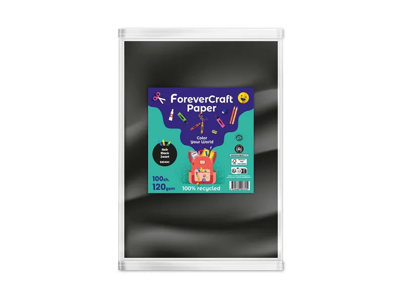 Clairefontaine 100 Blatt Tonpapier DIN A4 "forever craft paper" 120g/m² schwarz – Produktbild 1 von 1