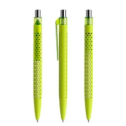 prodir prodir® Druckkugelschreiber QS40 Soft Touch PRT Push, blaue Mine, gelbgrün/silber poliert – Produktbild 1 von 1