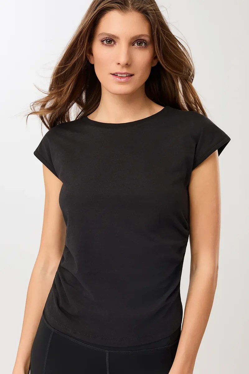 mandala MANDALA Damen vegan Top Side Ruffled Schwarz, Schwarz, – Produktbild 2 von 2
