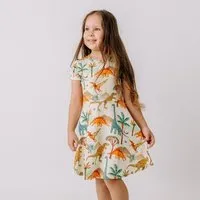 Walkiddy Sommerkleid Creme Dinosaurier Allover Bio-Baumwolle GOTS – Walkiddy – Produktbild 1 von 1