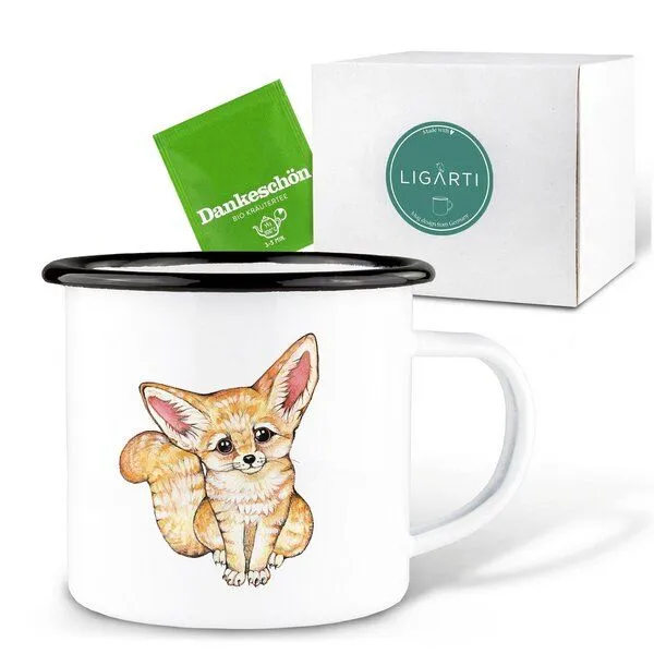 LIGARTI Emaille Tasse – Wüstenfuchs – LIGARTI Tiermanufaktur – Produktbild 3 von 4